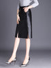 Black Mid Length Faux Leather Skirt With Slit