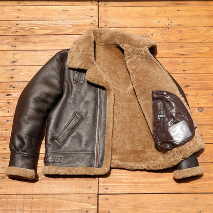 Men b3 shearling leather aviator jacket