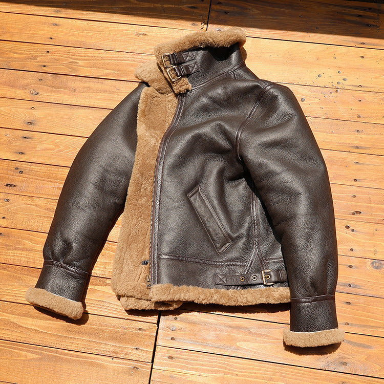 Men b3 shearling leather aviator jacket