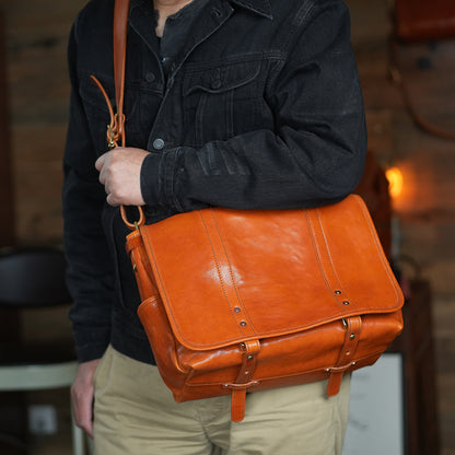 Vintage Full-Grain Cowhide Business Satchel for Men