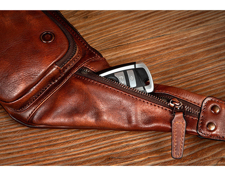 Retro Vegetable Genuine Leather Chest Bag