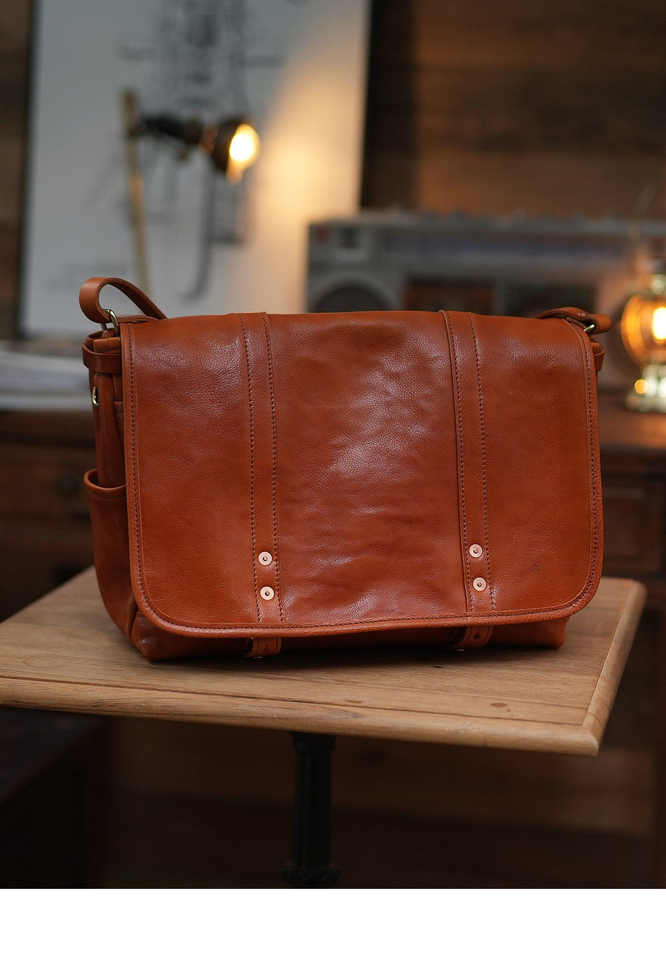 Vintage Full-Grain Cowhide Business Satchel for Men