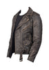 Men’s moto jacket leather style in distressed finish, this bomber motorcycle jacket blends classic biker bomber form with modern everyday use