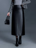 Long Leather Skirt Slim Fit PU Leather Midi Skirt