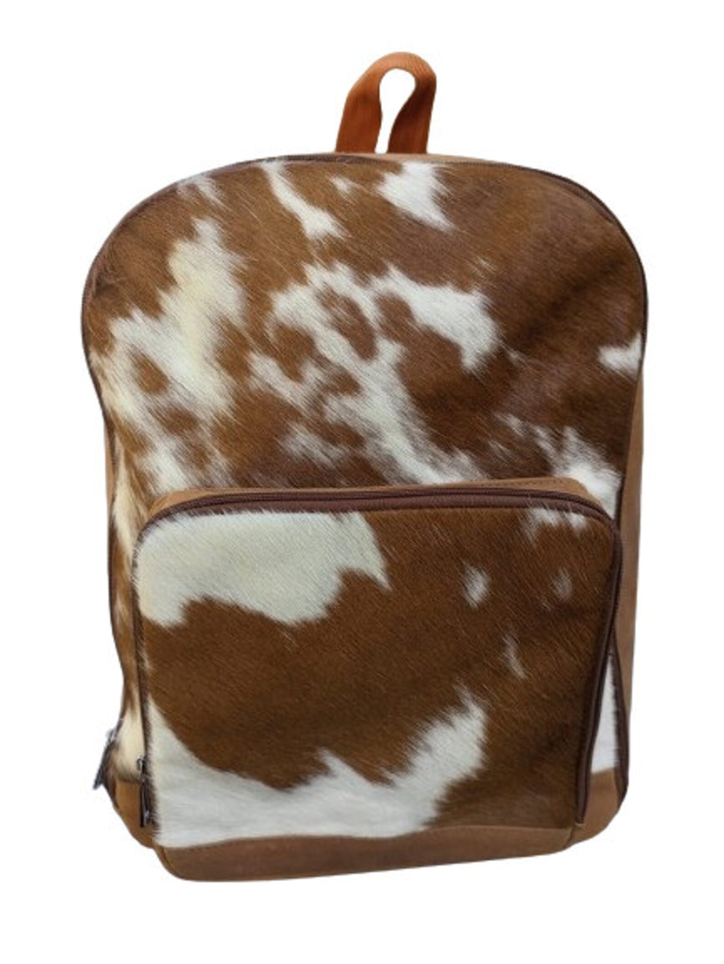 Mini Cowhide Backpack Brown White Leather Purse Bag