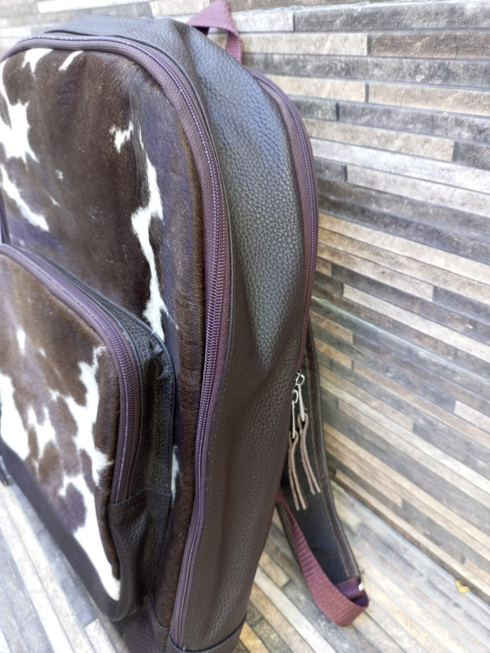 Mini Cowhide Backpack – Real Leather Brown Cowhide Bag