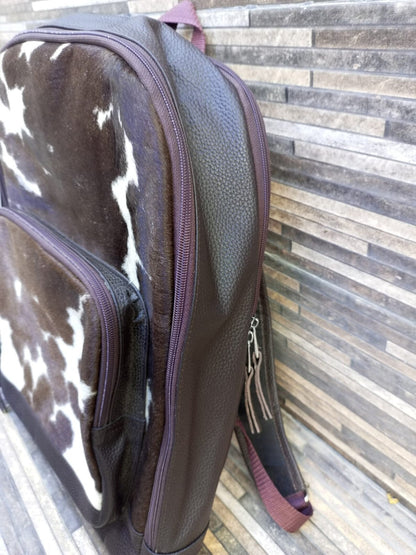 Mini Cowhide Backpack – Real Leather Brown Cowhide Bag