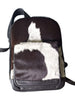 Mini Cowhide Backpack Black White Compact Leather Bag