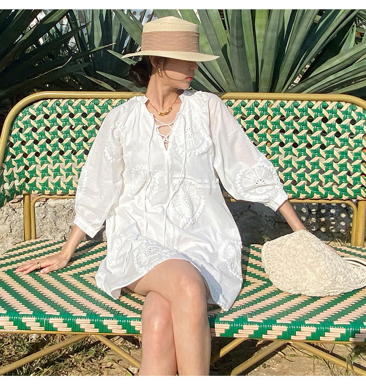 Women Summer Dresses White French Vacation Dress