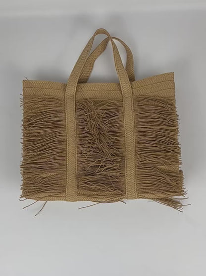 Large Fringe Straw Tote Bag for Women