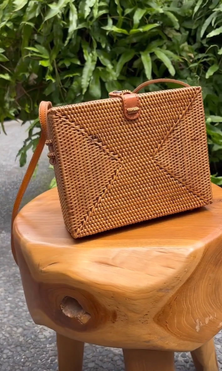 Rattan Square Sling Bag