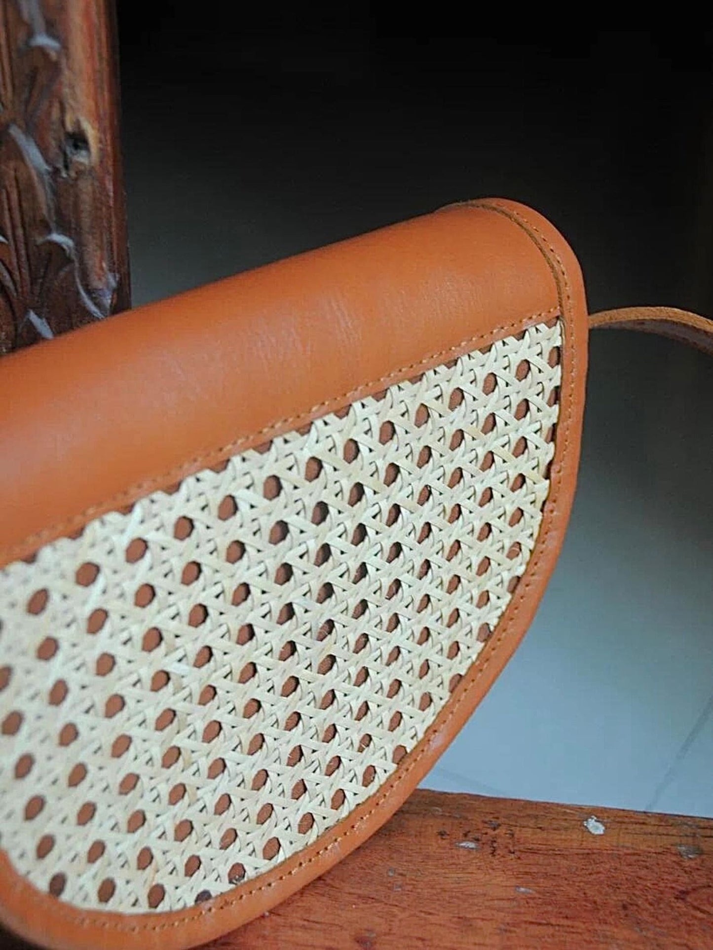 Rattan Leather Crossbody Bag