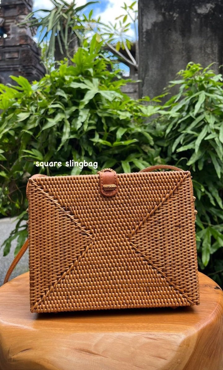 Rattan Square Sling Bag