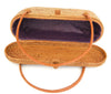 Oval Rattan Handbag with Leather Straps