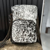 Cowhide Fringe Backpack Black White Leather Travel Bag