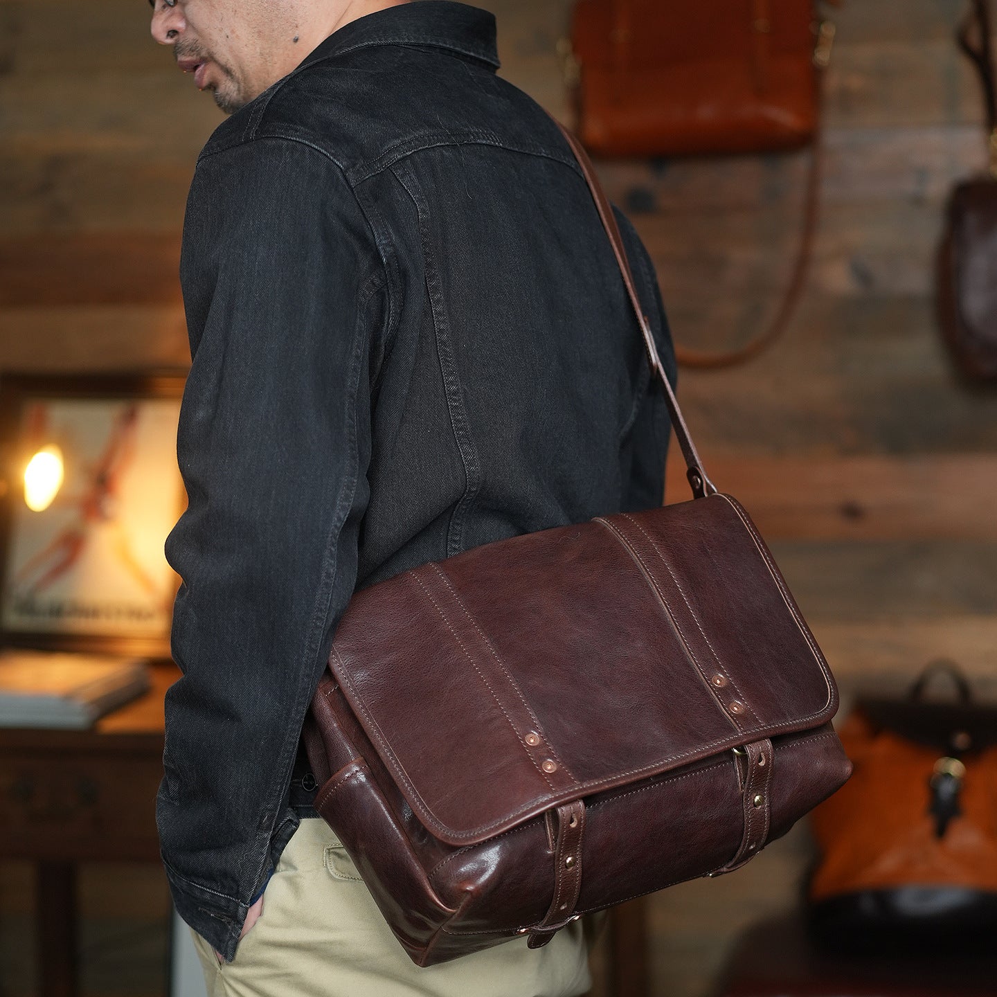 Vintage Full-Grain Cowhide Business Satchel for Men