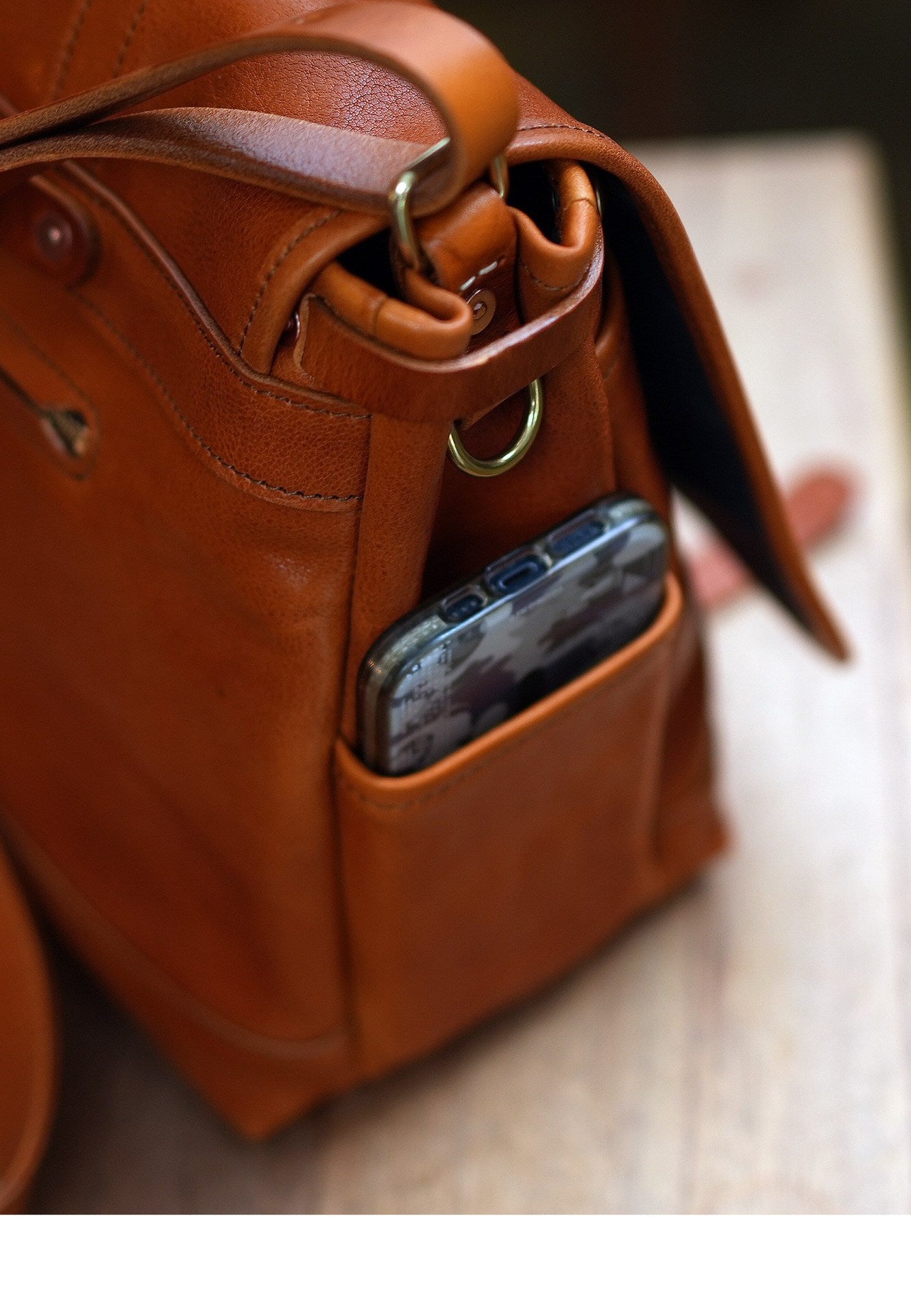 Vintage Full-Grain Cowhide Business Satchel for Men