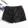 Women High Rise Leather Shorts Slimming Straight Leg Fit