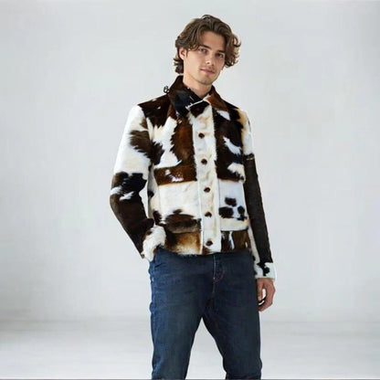 Cowhide Jackets Brown White Hair-On Western Coat