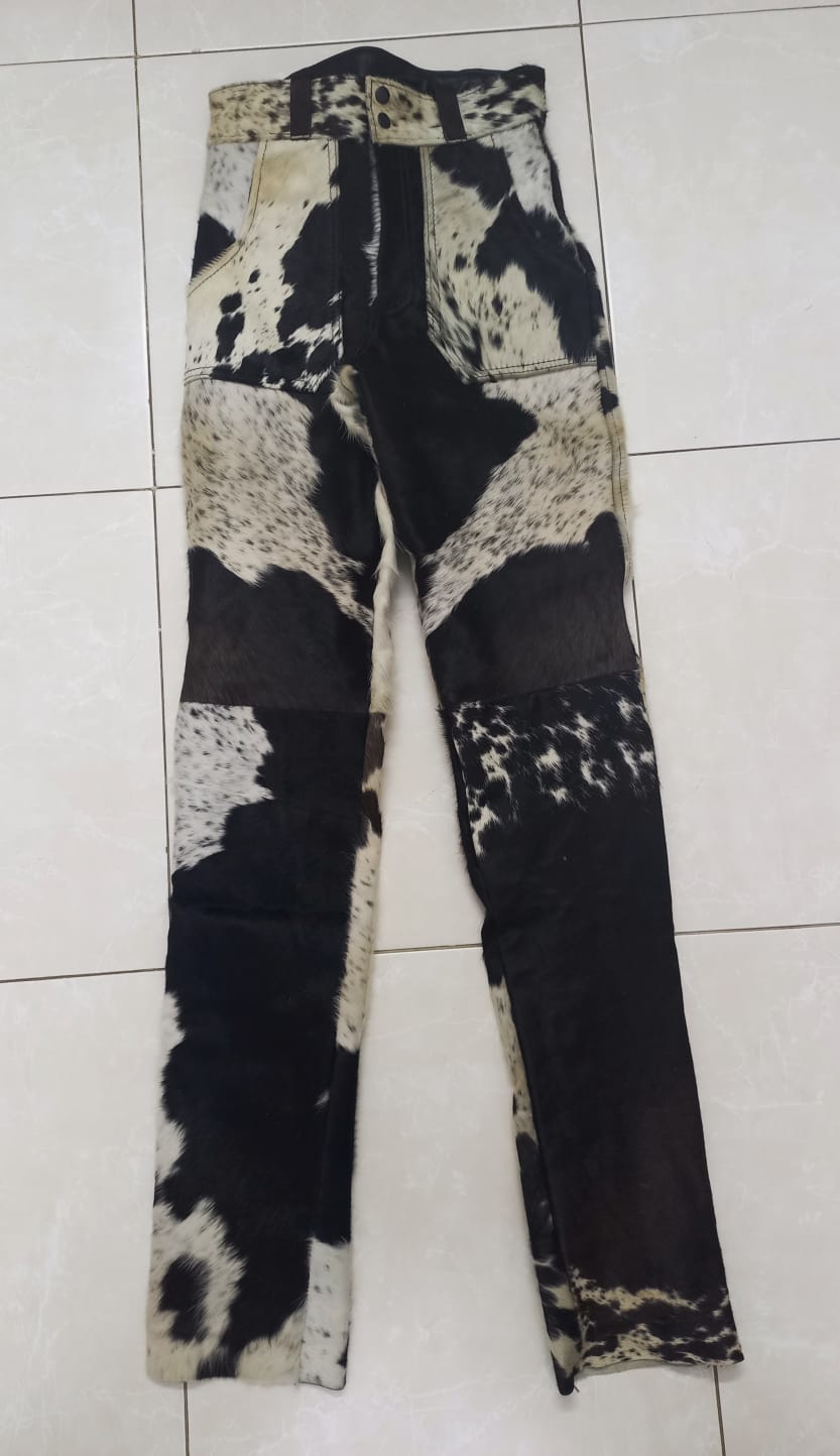 Cowhide hair on cow skin pants western trousers
