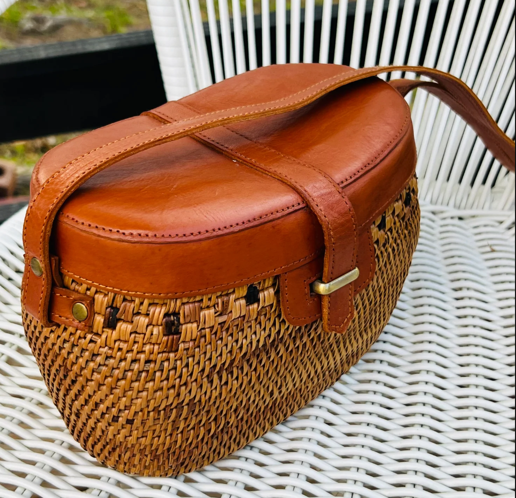 rattan shoulder crossbody bag