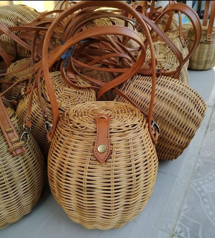 Bali Rattan Shoulder Purse With Handle