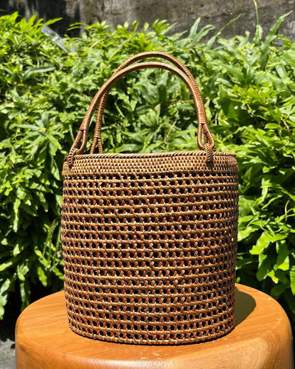 Designer Rattan Bucket Bag