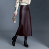 Long Leather Skirt Slim Fit PU Leather Midi Skirt