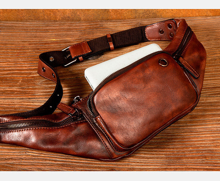 Retro Vegetable Genuine Leather Chest Bag