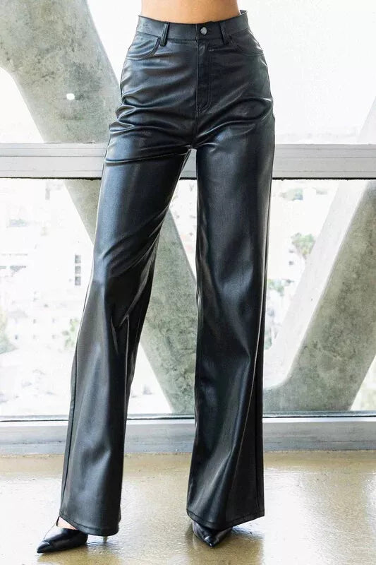 wide leg leather pants women