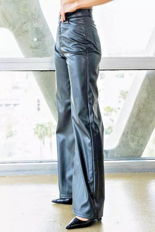 wide leg leather pants women