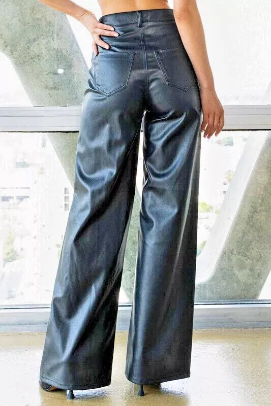 wide leg leather pants women