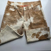 Cowhide cow print leather shorts men