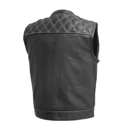 Motorcycle Black Leather Vest for Men