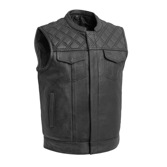 leather quilted motorcycle vest