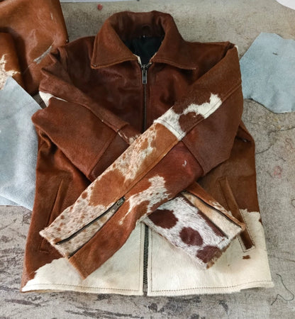 Brown Hair On Cowhide Jacket For Women