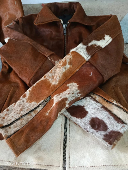 Brown Hair On Cowhide Jacket For Women