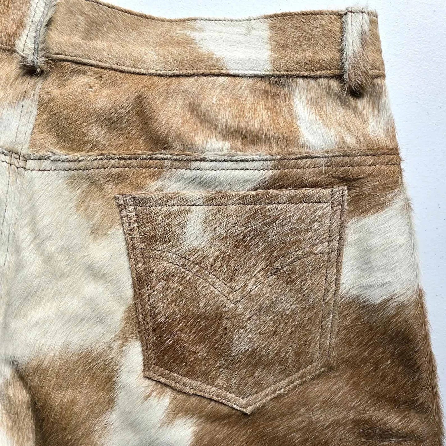 Cowhide cow print leather shorts men
