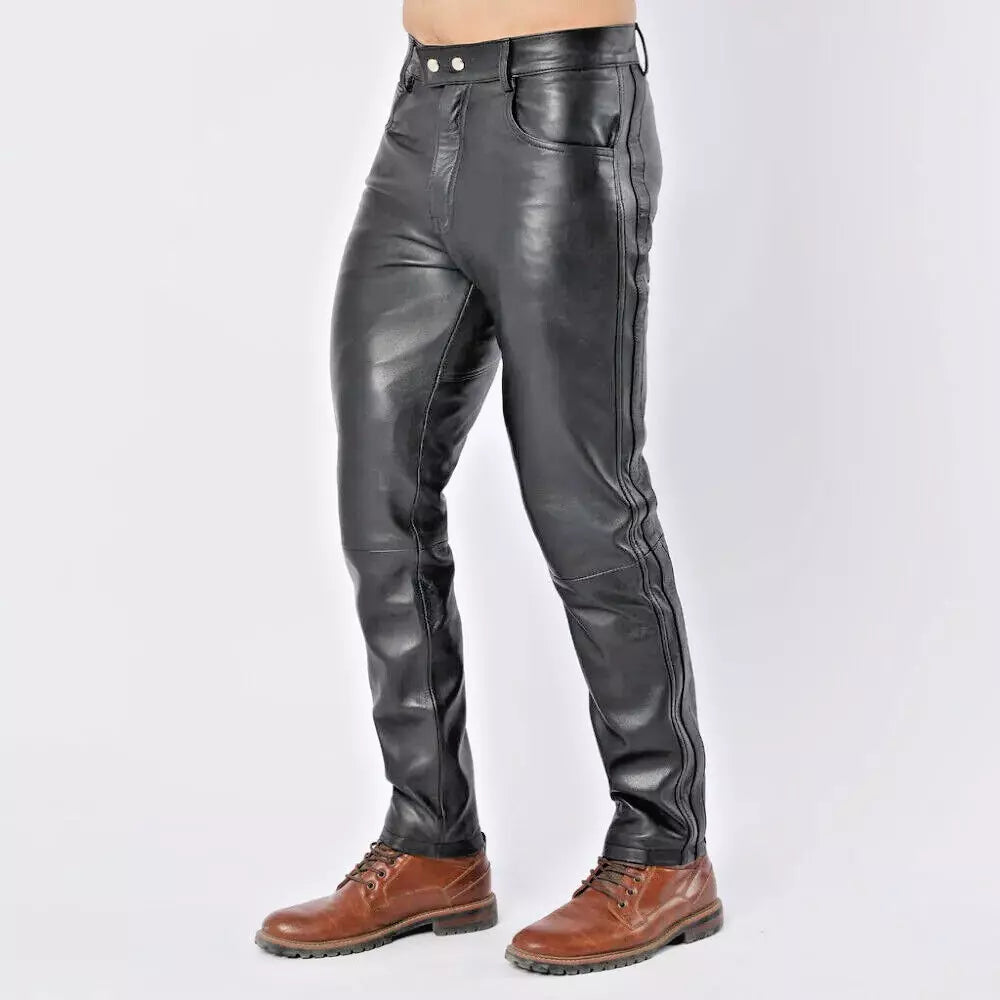 leather skinny pants for men