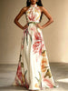 Women's floral halter maxi dress with open back