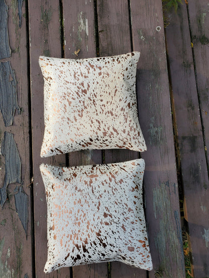 New Metallic Cow hide Cushion Covers 16 X 16 Inches