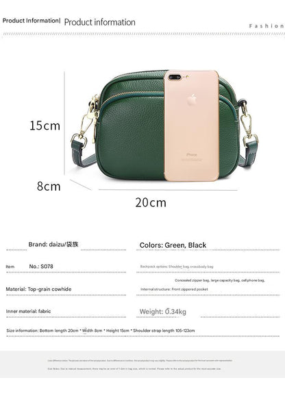 Women genuine leather small crossbody shoulder bag