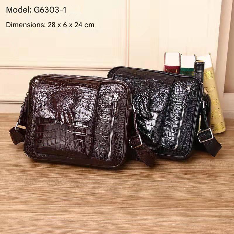 Genuine leather men’s crocodile texture crossbody sling bag