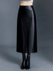 Long Leather Skirt Slim Fit PU Leather Midi Skirt