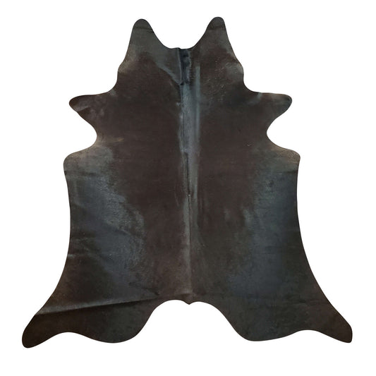 An extra small, mostly black cowhide rug with some darker brown blended in makes a perfect addition to any home and is perfect for smaller spaces or as an accent piece in a larger room.
