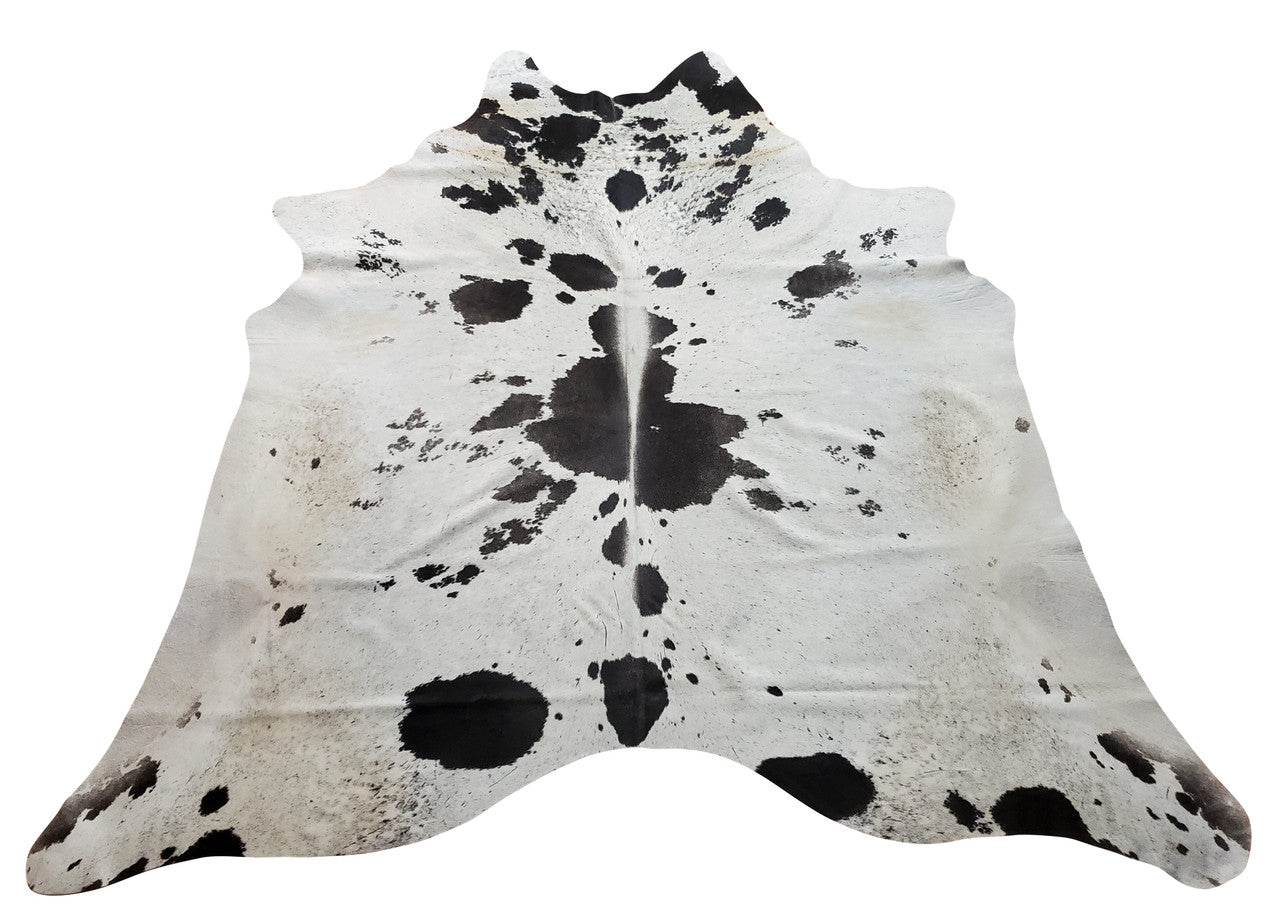 Large Cowhide Rug Grey White 7.3ft x 6.6ft