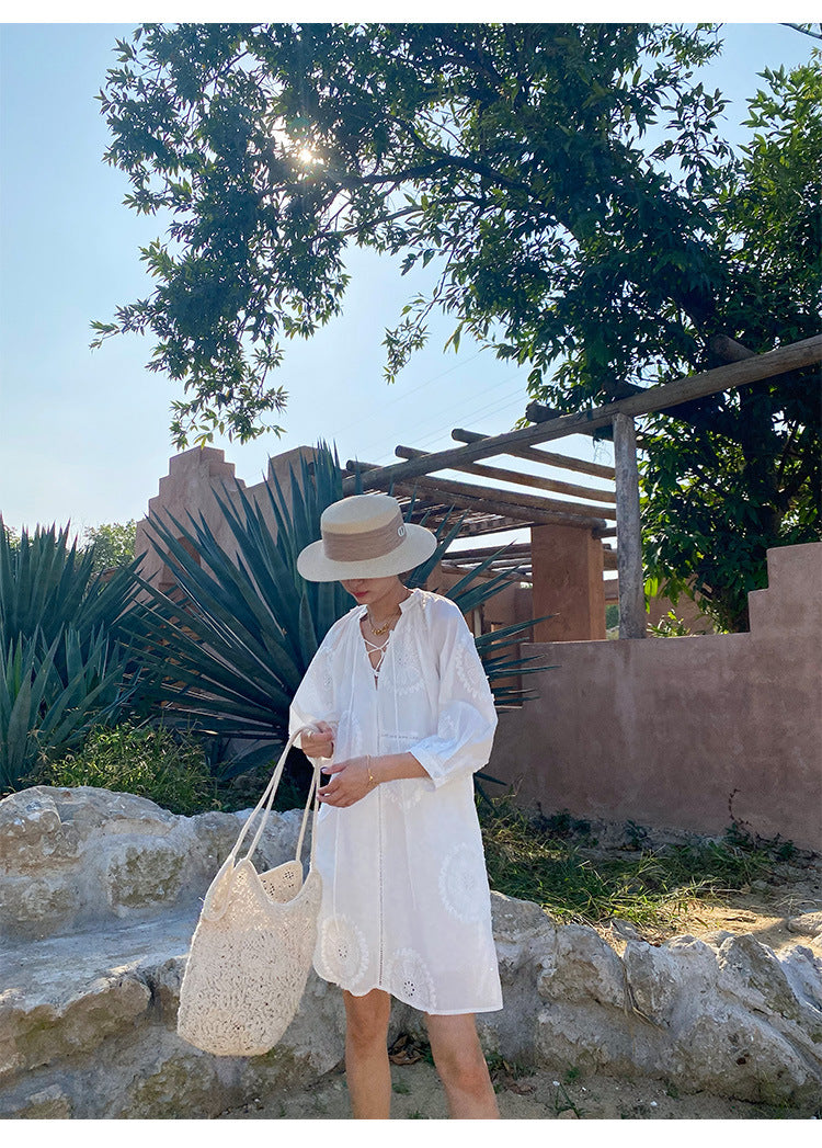 Women Summer Dresses White French Vacation Dress