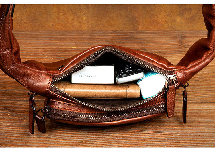 Retro Vegetable Genuine Leather Chest Bag
