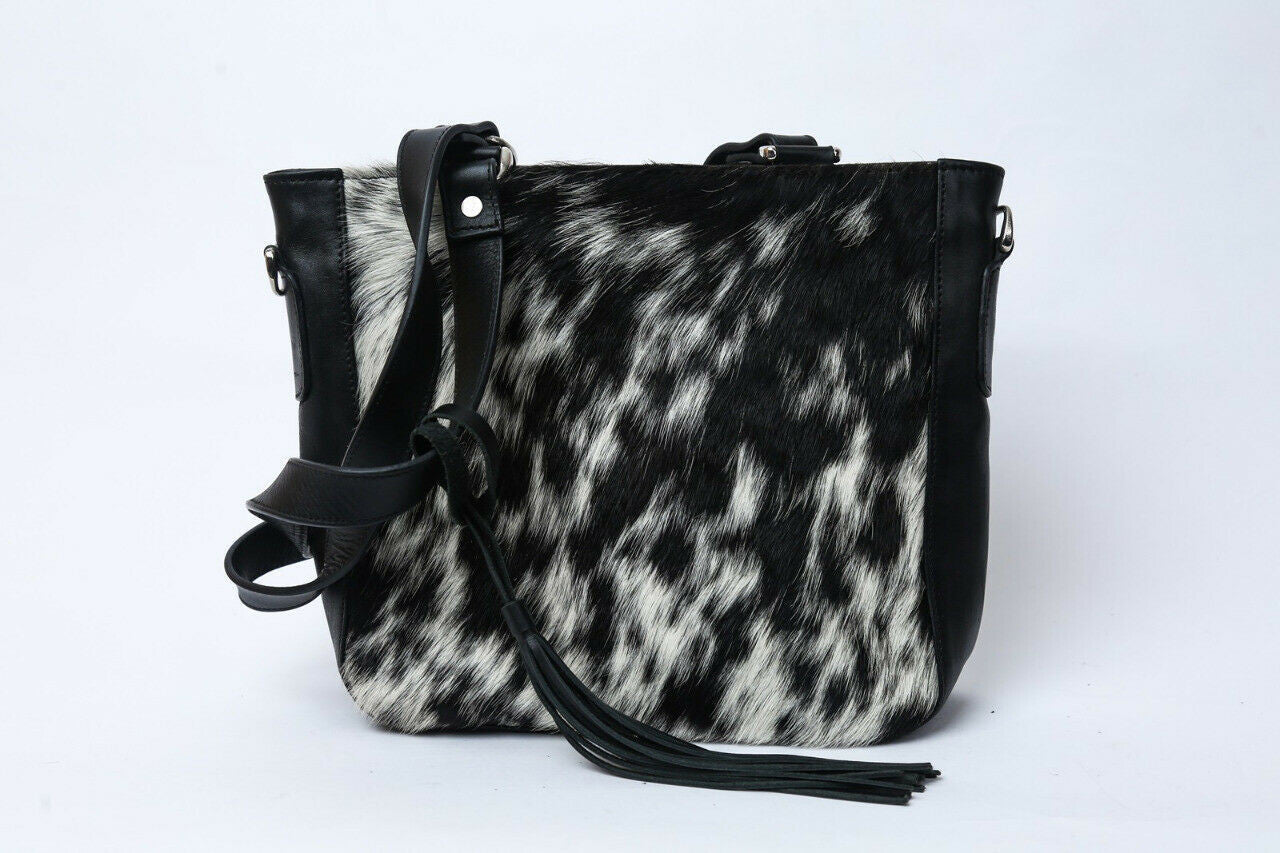 cow fur shoulder bag