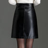 Women High Waist Faux Leather Mini Skirt With Pockets